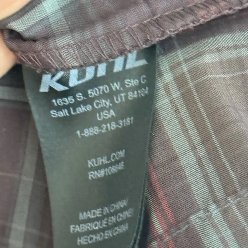 Kuhl Shirt Mens Large Plaid Brown Eluxur Button Up Short Sleeve Outdoor Hiking - Picture 6 of 13